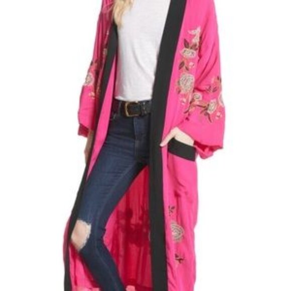 Free People embroidered kimono coat oversized size small - Picture 2 of 9